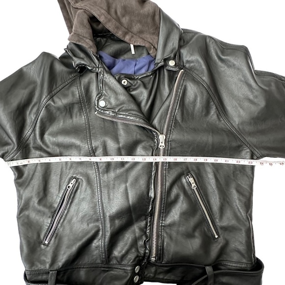 Free People Drapey Vegan Moto Jacket with Hood Size L - Picture 4 of 9